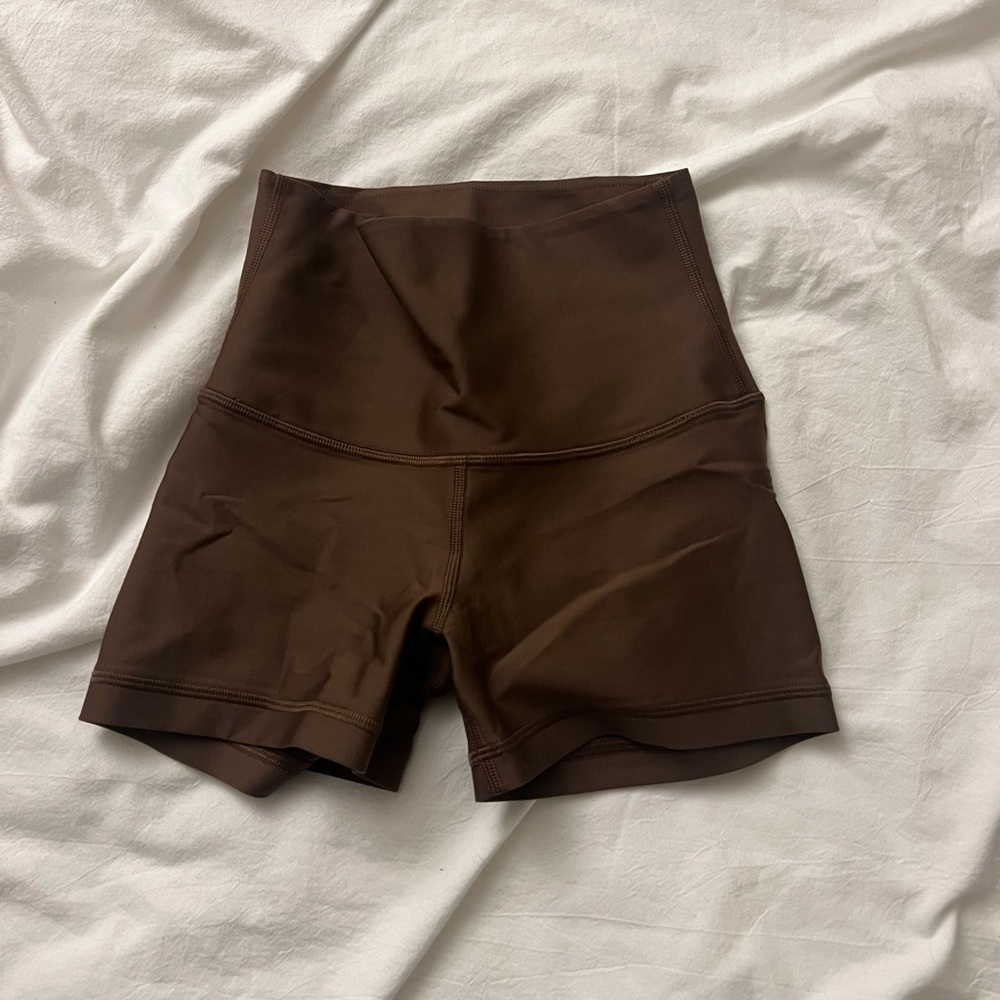 Aritzia High-Waisted Chocolate workout Shorts